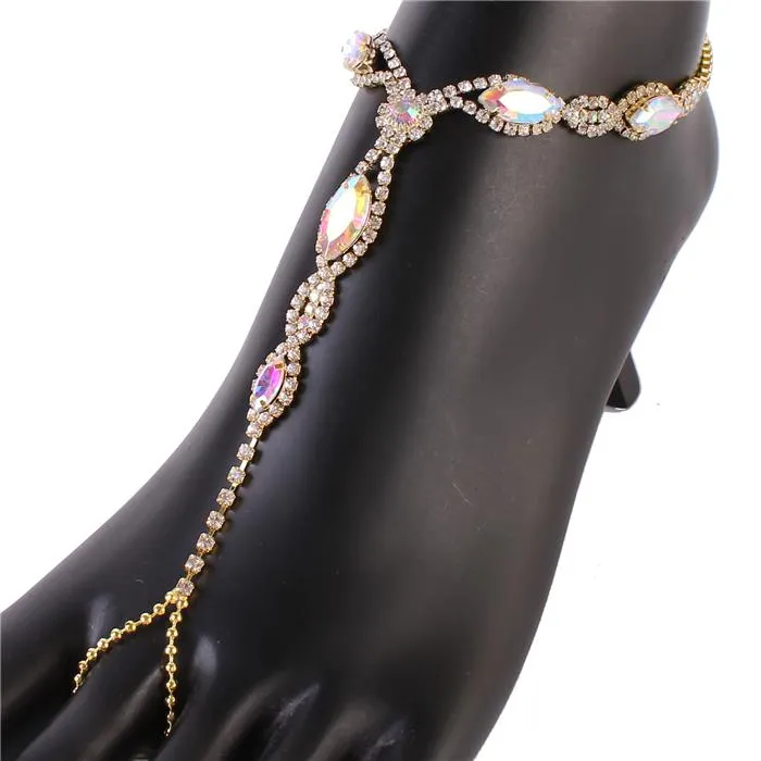 Rhinestones Leaves Anket With Ring