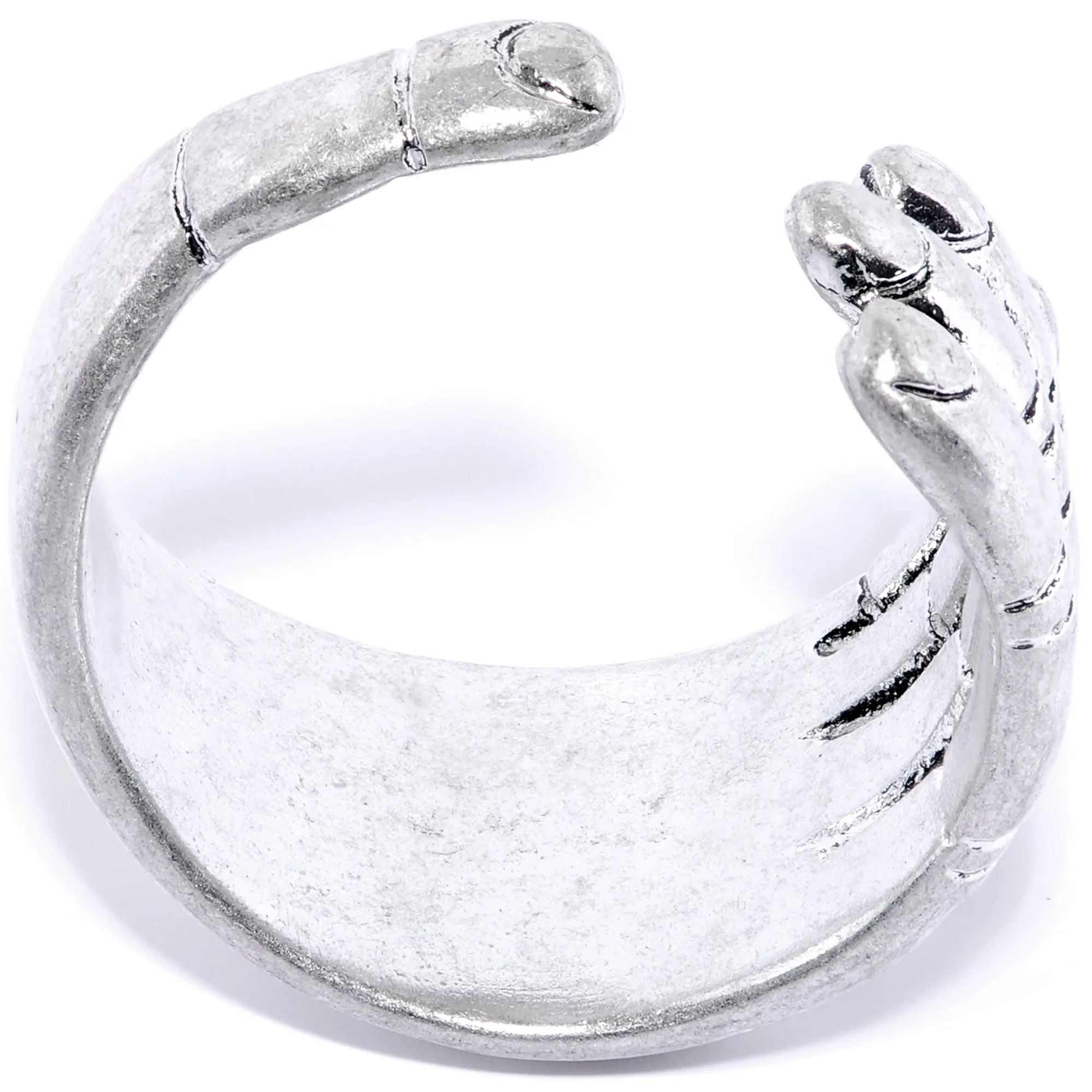 Rhodium Plated Hold Hands Toe Ring