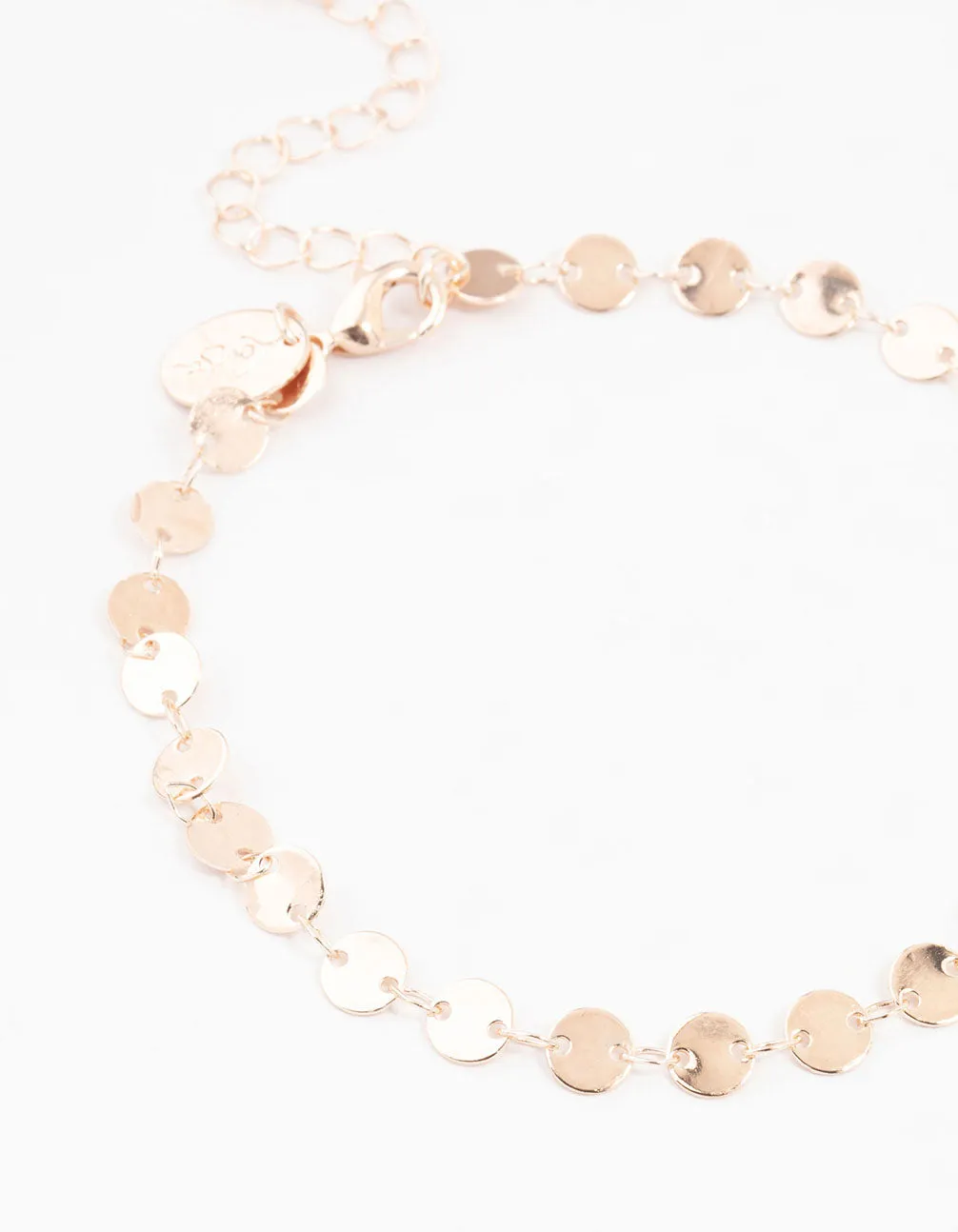 Rose Gold Disc Chain Diamante Anklets 3-Pack