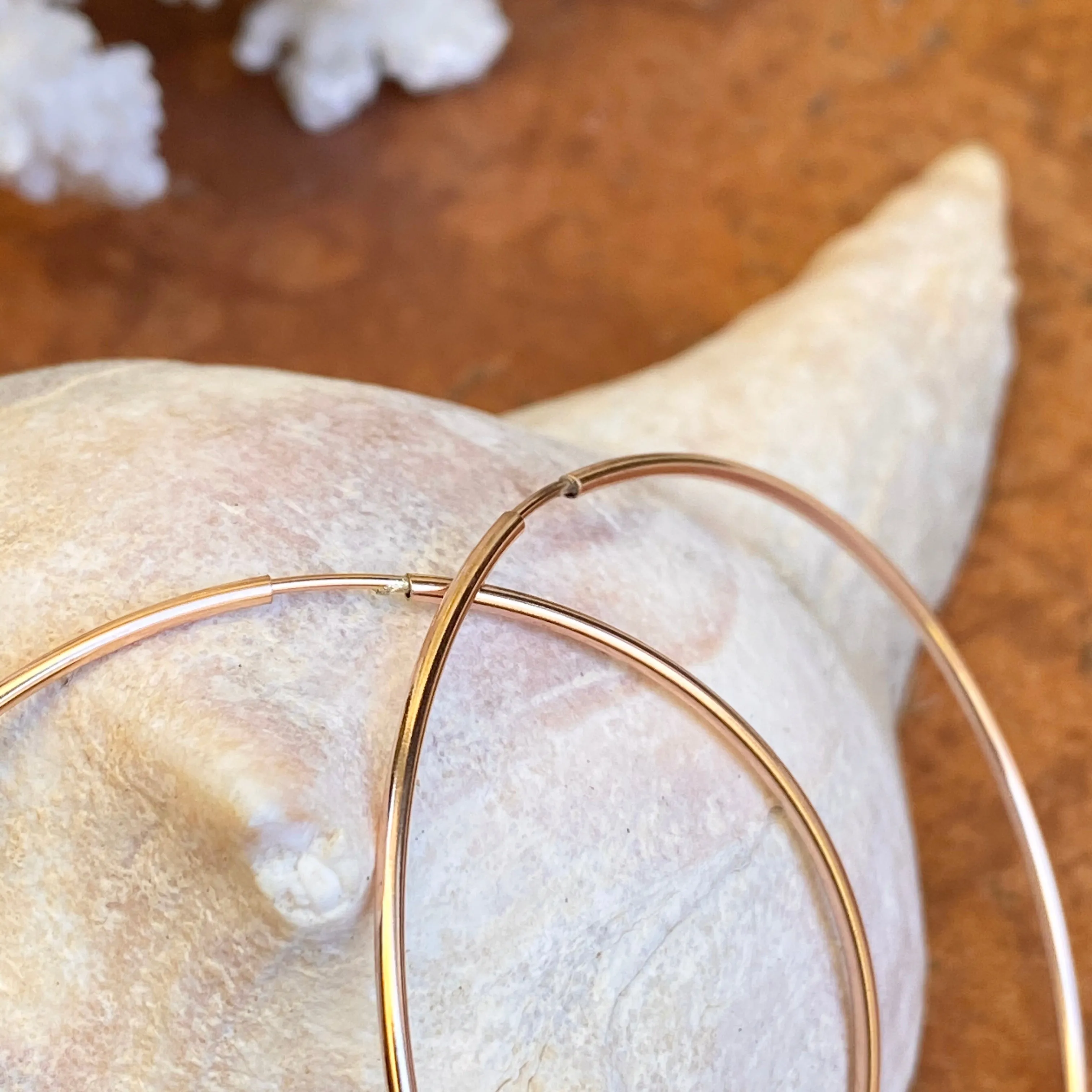 Rose Gold Filled Thin Tube Endless Hoop Earrings 56mm