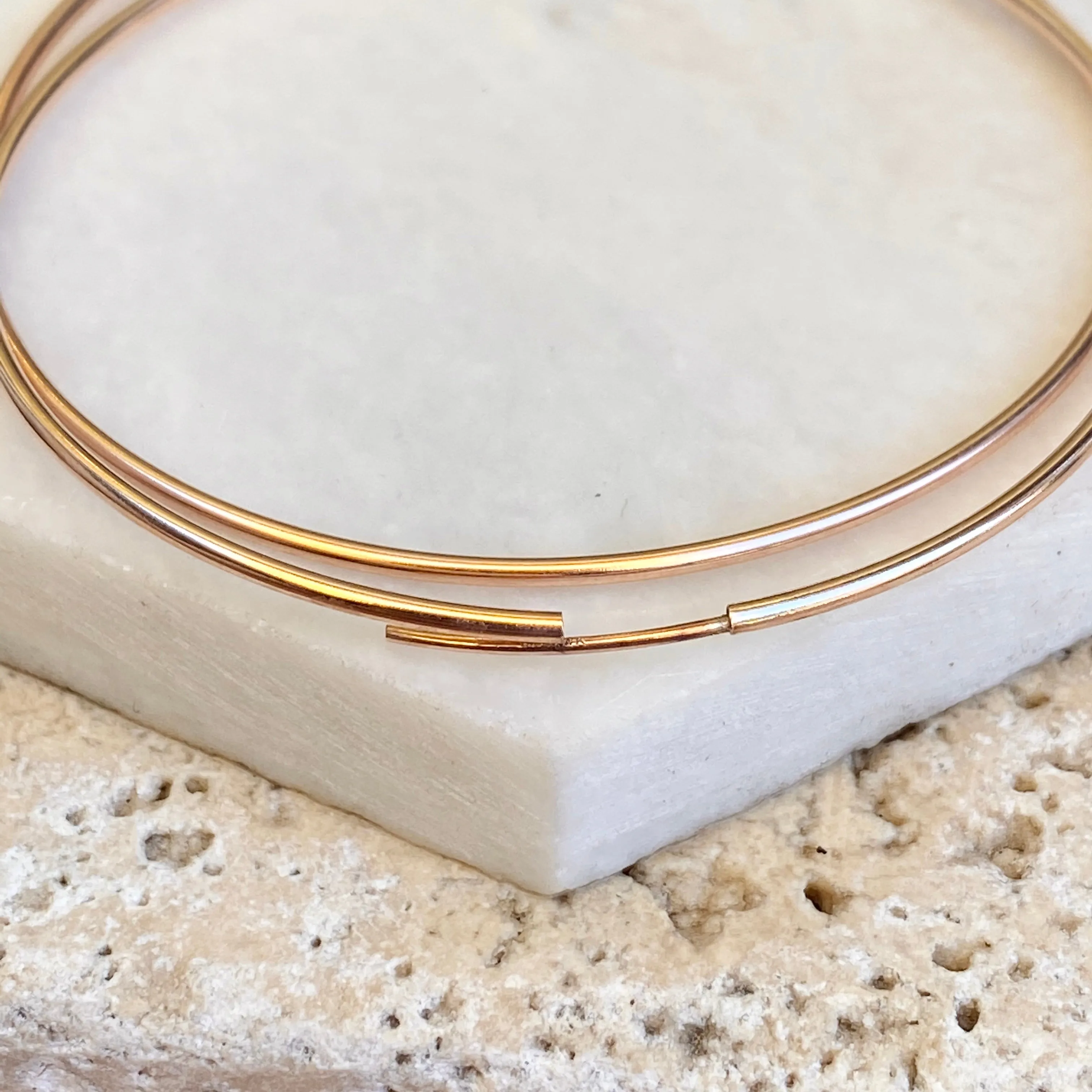 Rose Gold Filled Thin Tube Endless Hoop Earrings 56mm