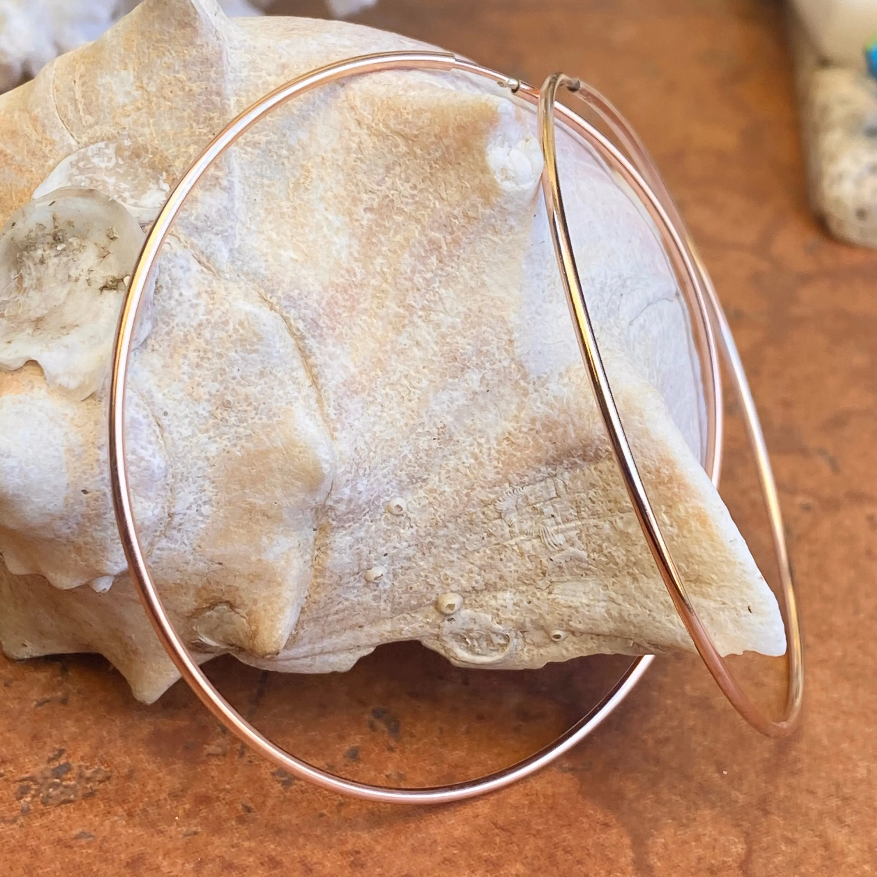 Rose Gold Filled Thin Tube Endless Hoop Earrings 56mm