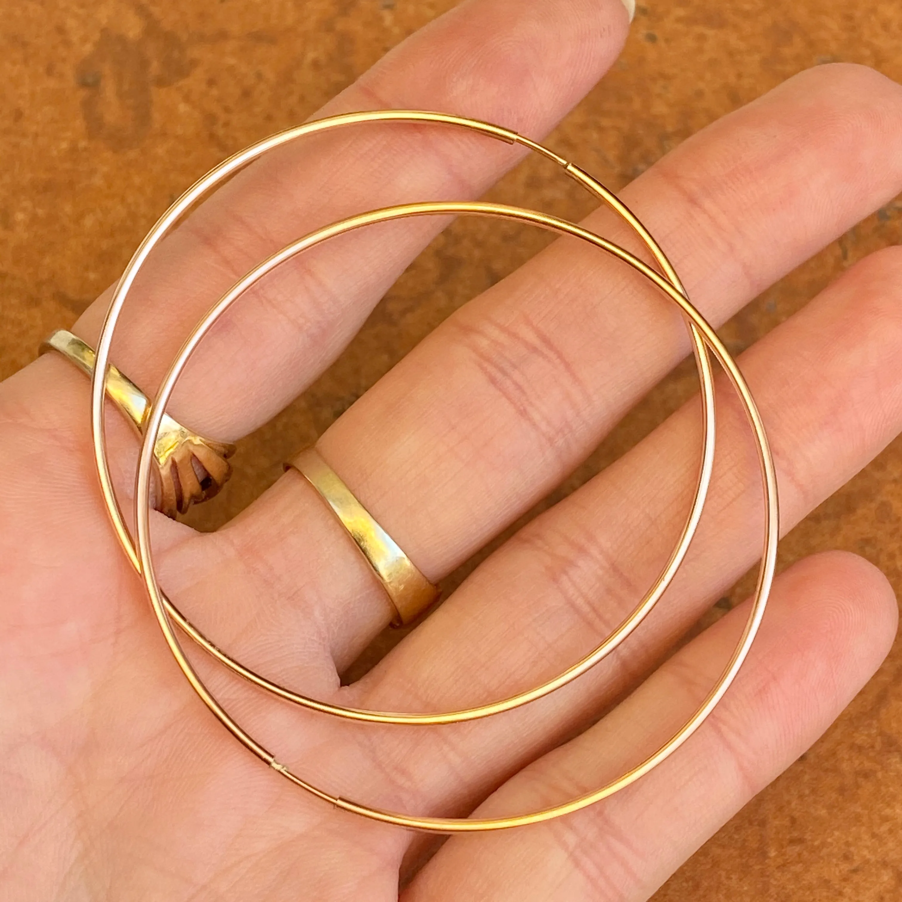 Rose Gold Filled Thin Tube Endless Hoop Earrings 56mm