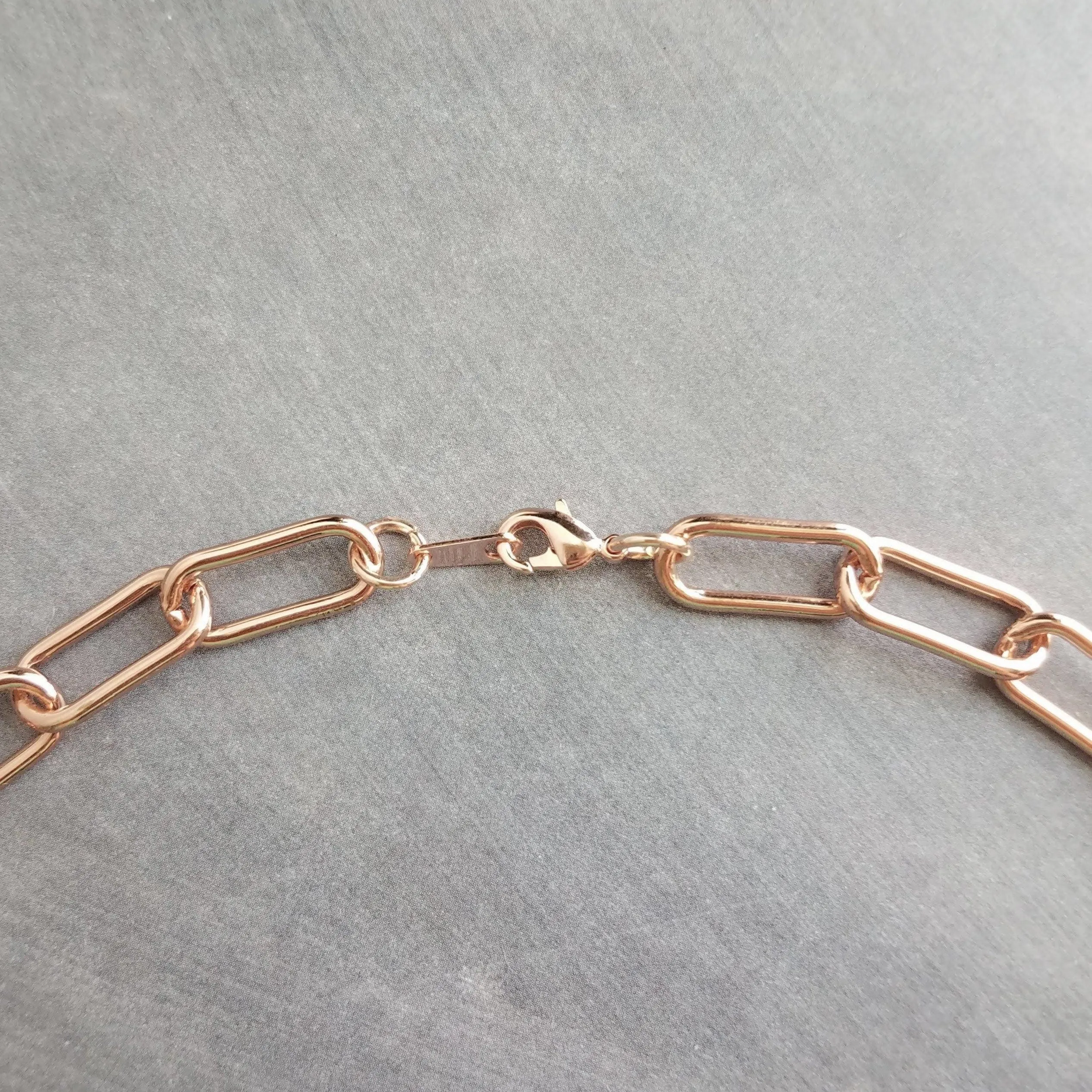 Rose Gold Snaffle Bit Necklace, chunky rose gold chain, equestrian necklace, rose gold horse necklace D ring thick rose gold paperclip chain