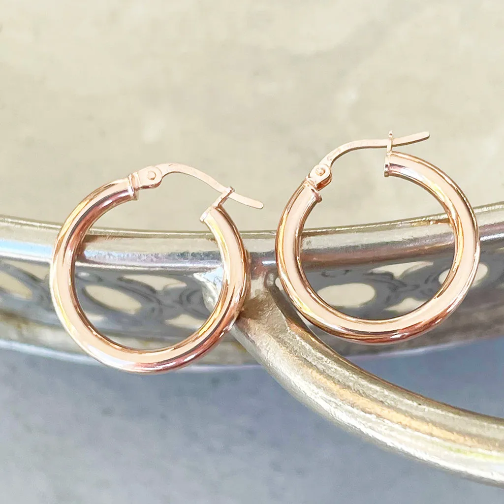 Rose Gold Tube 15mm Hoops
