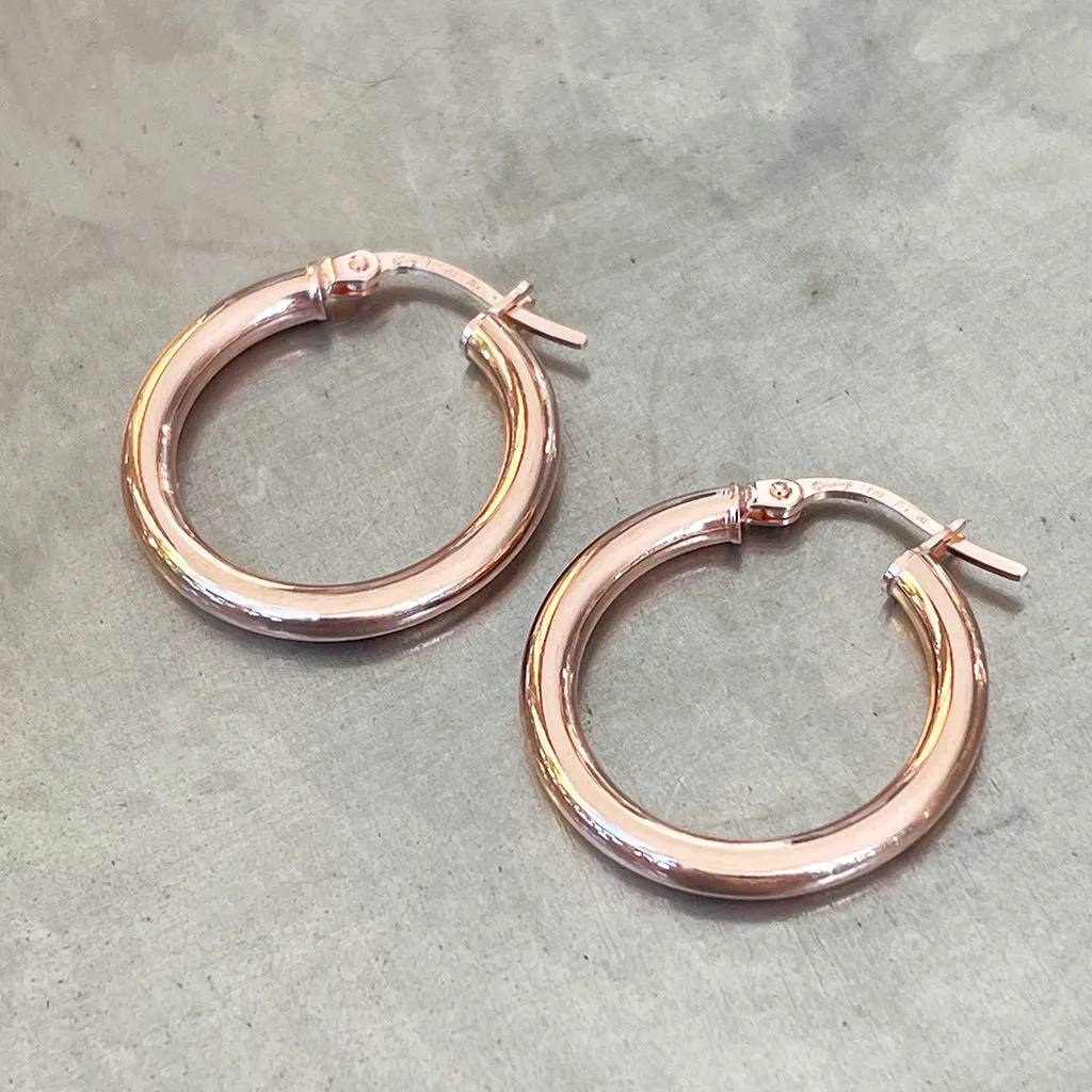Rose Gold Tube 15mm Hoops