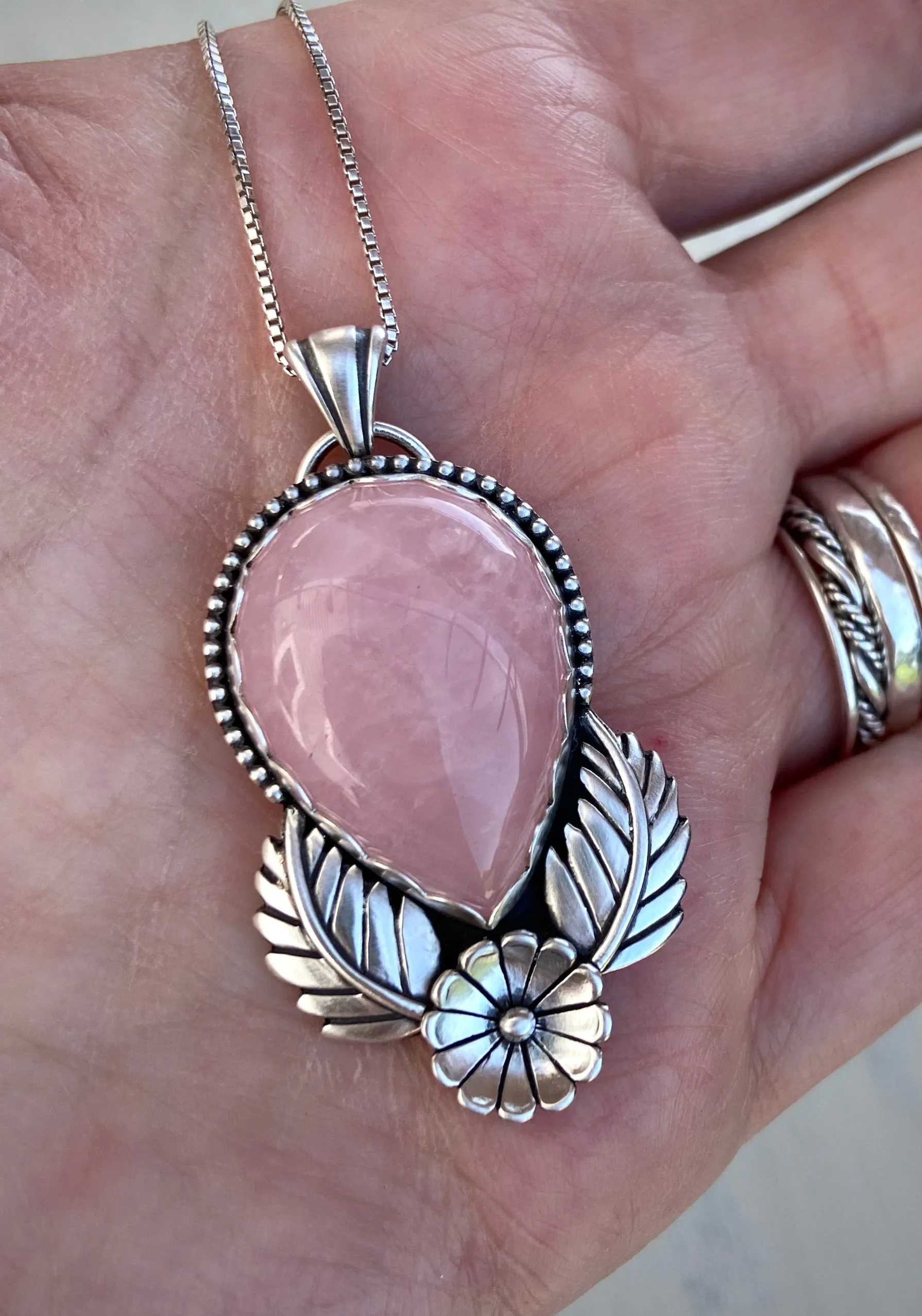 Rose Quartz In Bloom Pendant