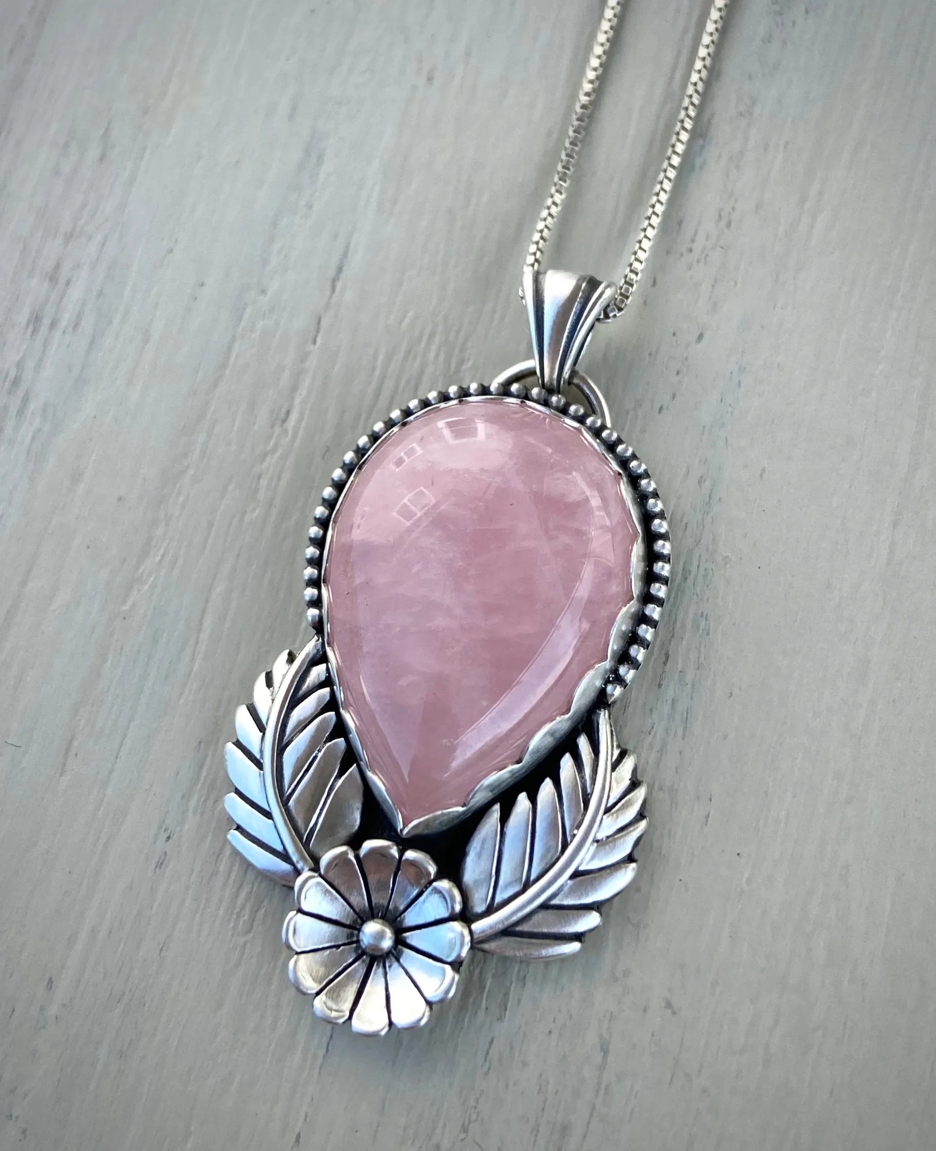 Rose Quartz In Bloom Pendant