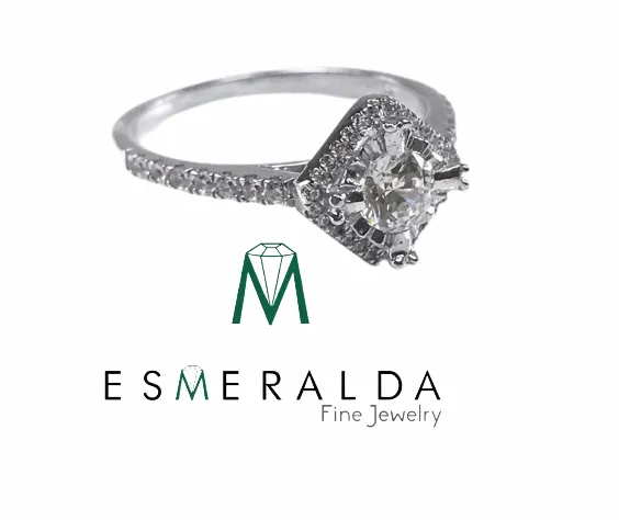 Round Cut with Princess Halo Engagement Ring