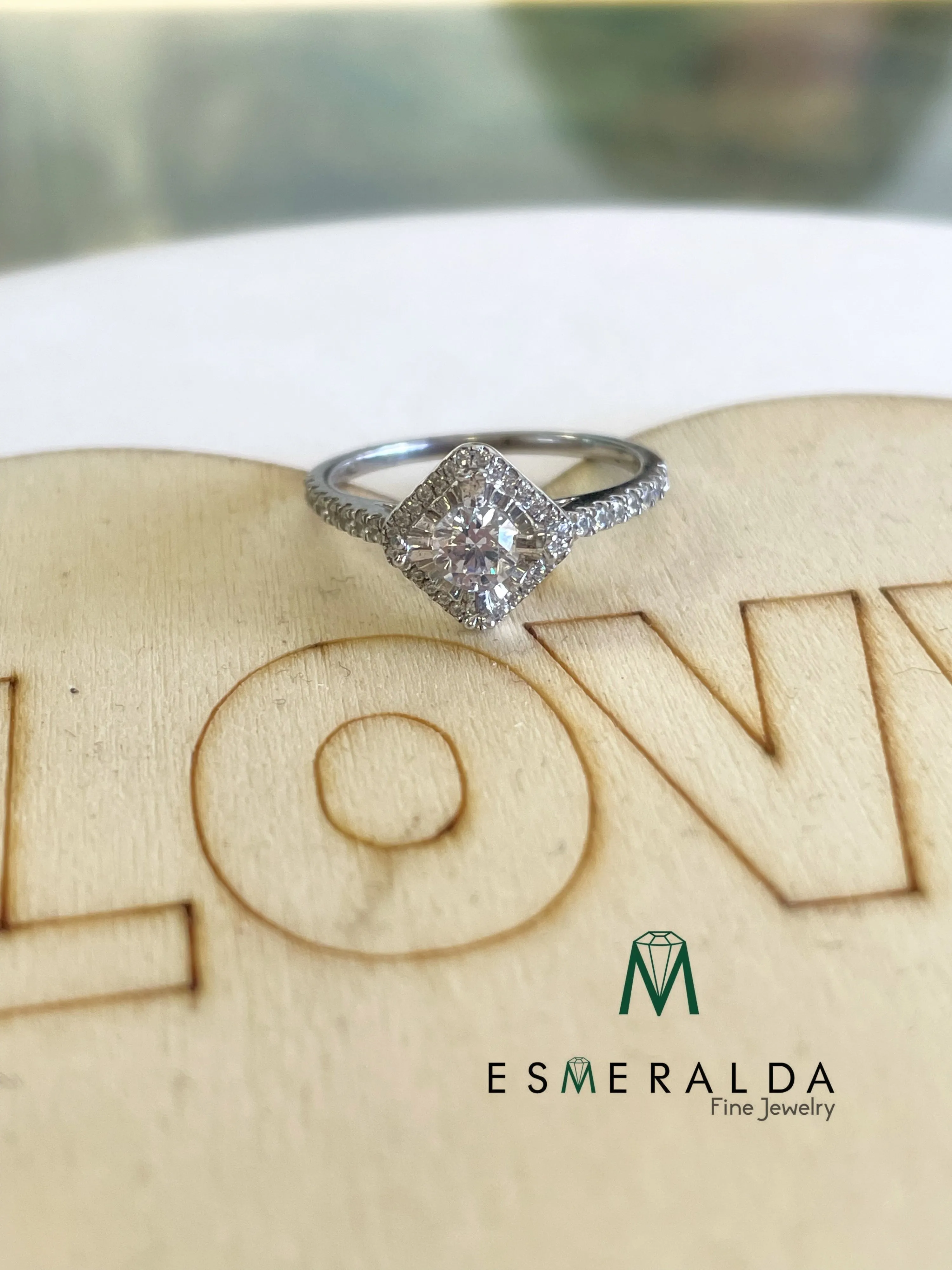 Round Cut with Princess Halo Engagement Ring