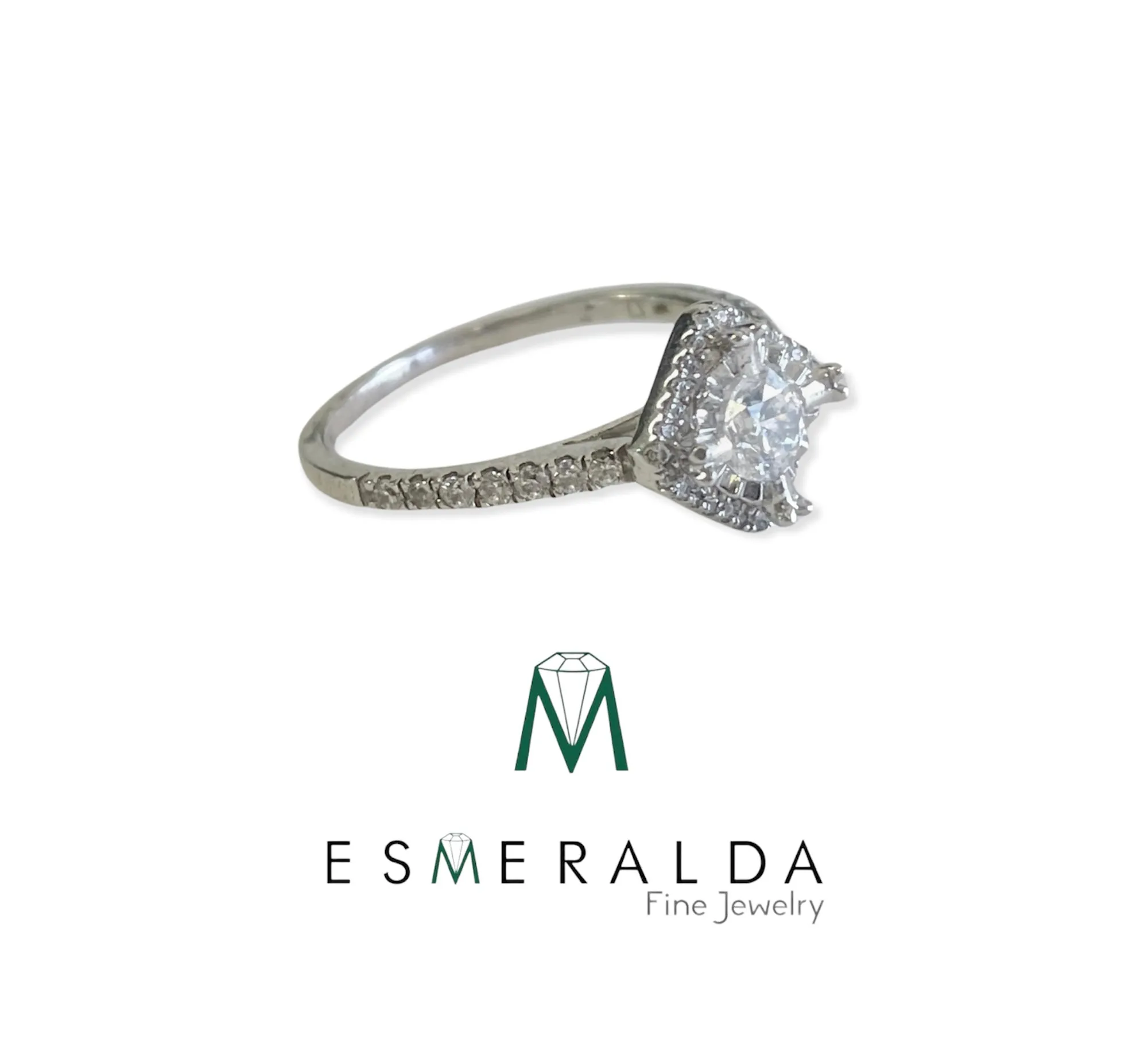 Round Cut with Princess Halo Engagement Ring