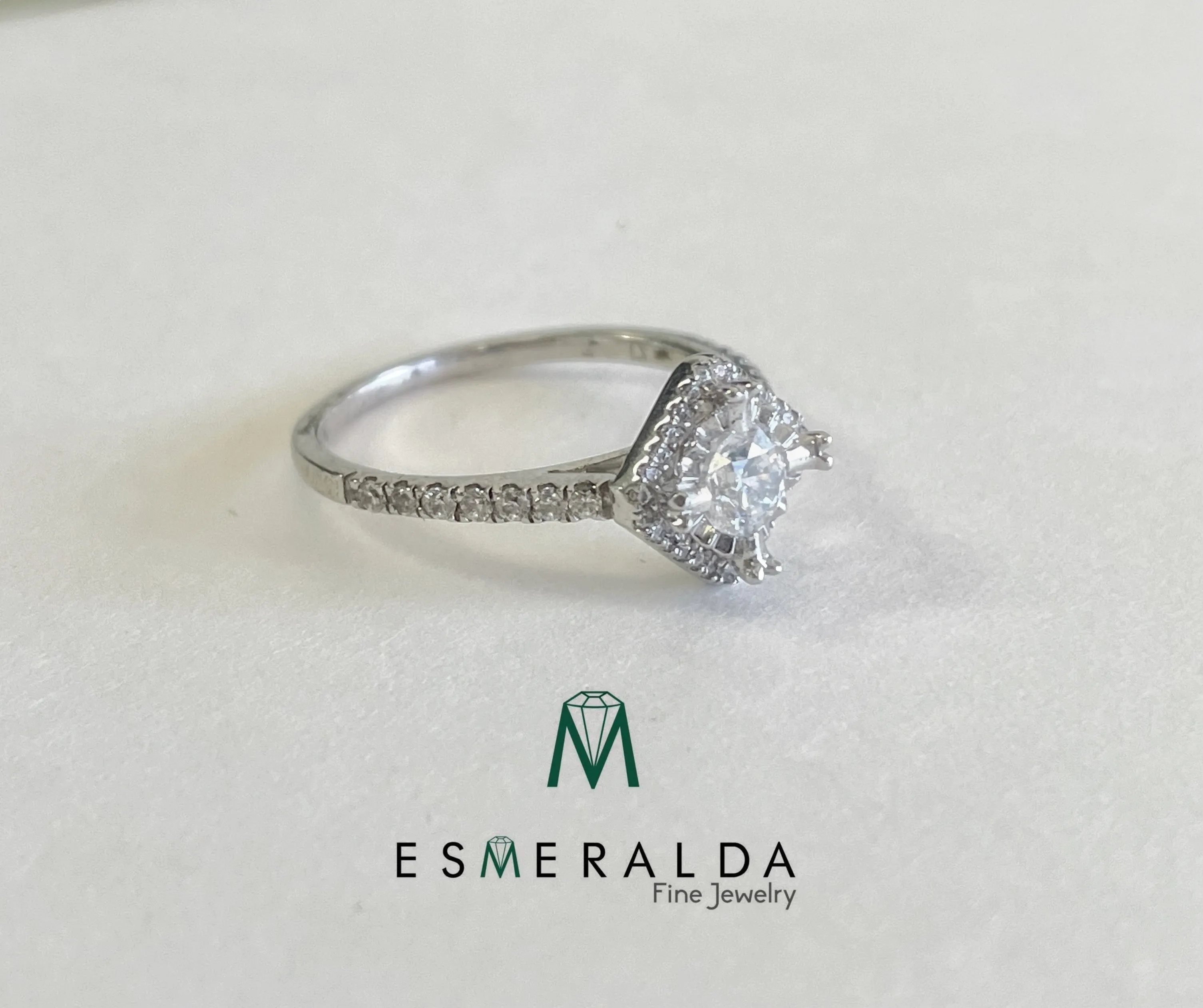 Round Cut with Princess Halo Engagement Ring