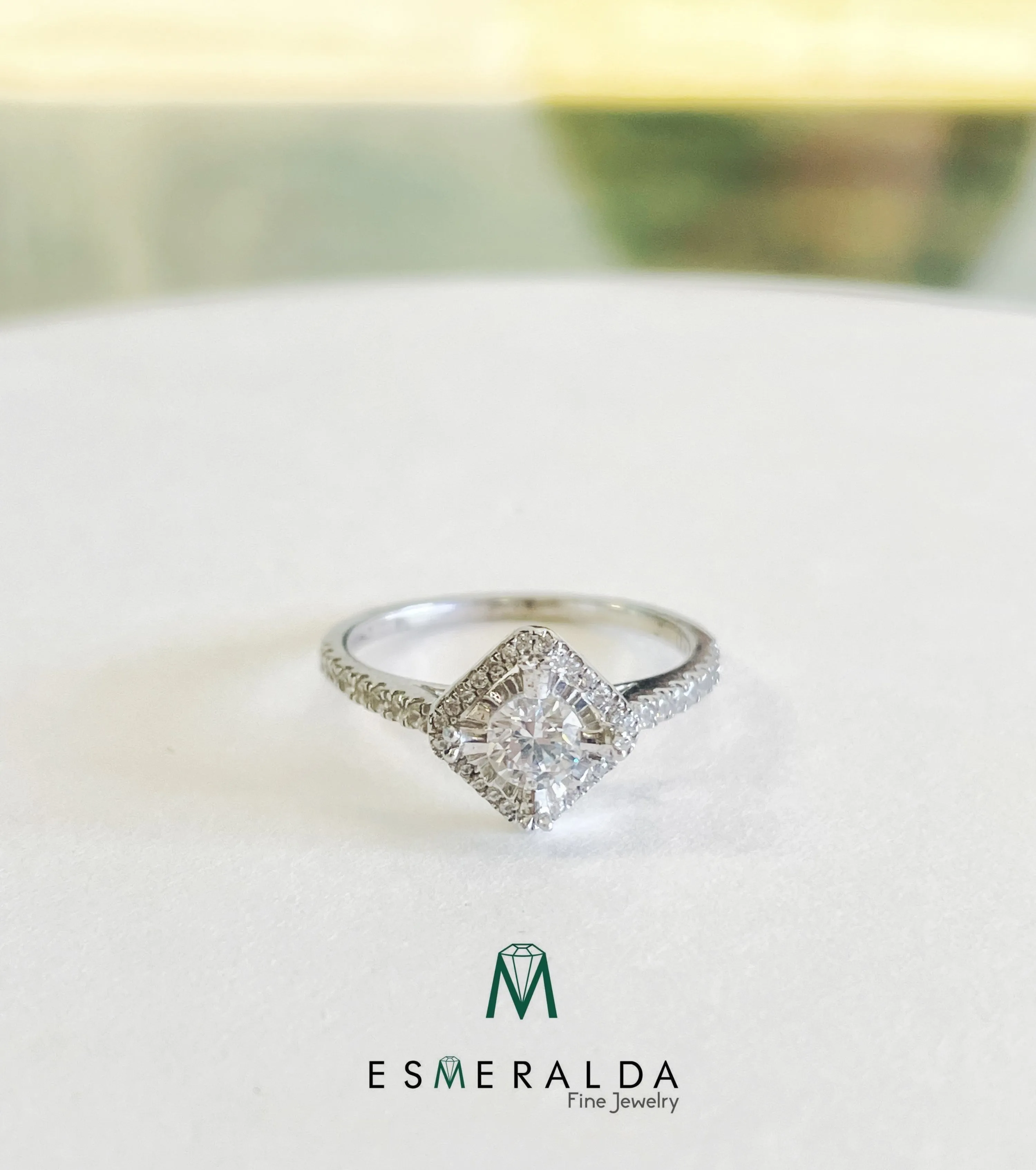 Round Cut with Princess Halo Engagement Ring