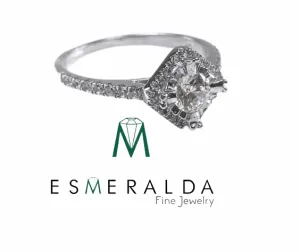 Round Cut with Princess Halo Engagement Ring