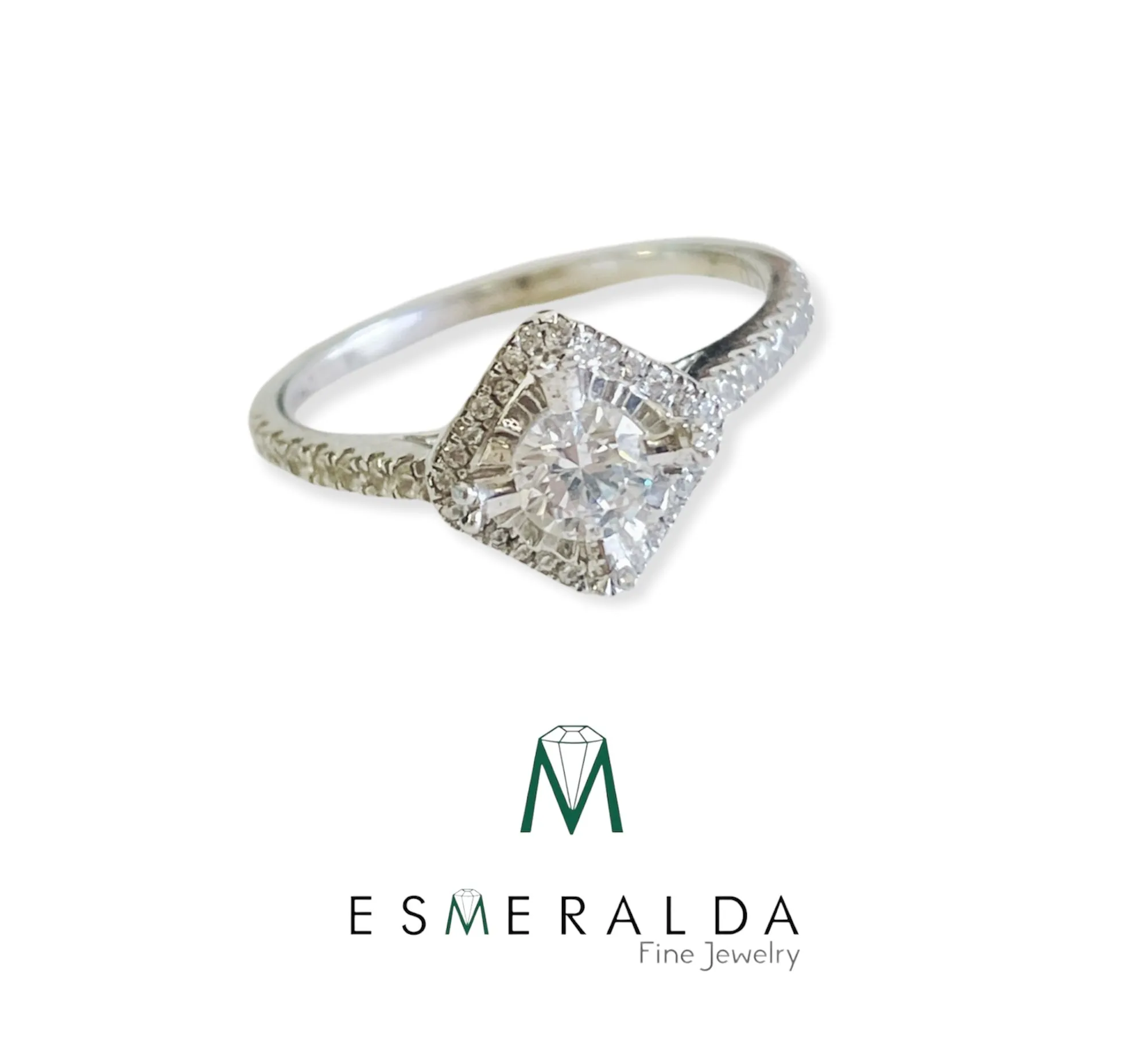 Round Cut with Princess Halo Engagement Ring