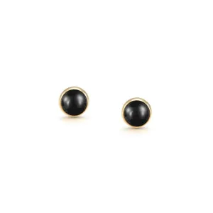Rounded earrings with natural Gemstone - nero - nero