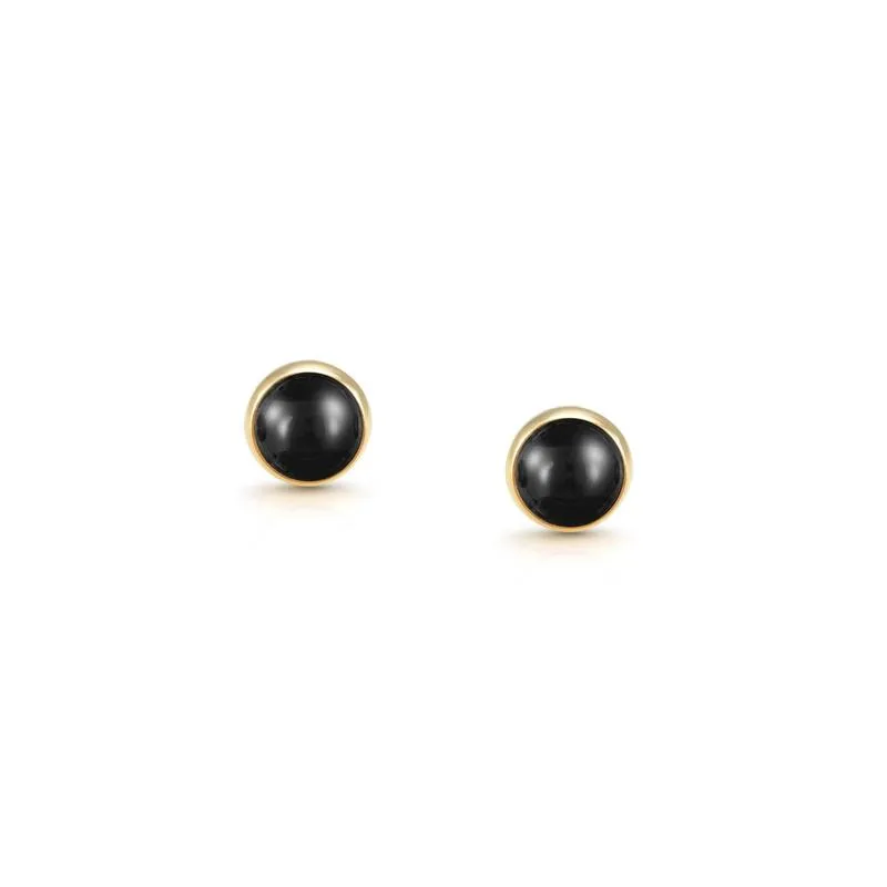 Rounded earrings with natural Gemstone - nero - nero