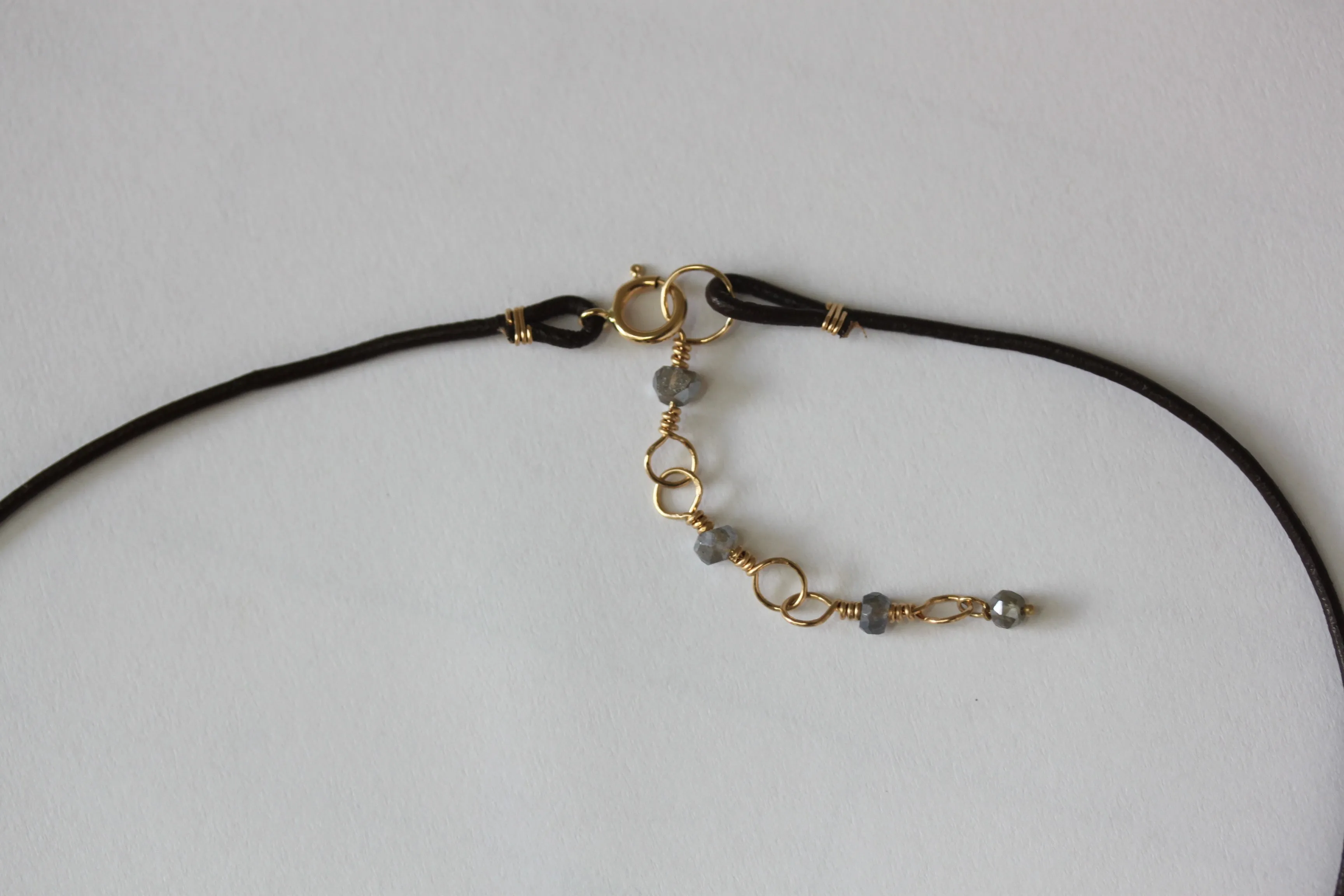 Ruby & Diamond Cross Leather Necklace