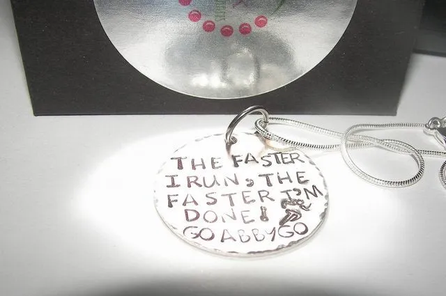 Runners necklace. Gift for runners , marathon gift, Hand stamped jewelry,  personalized jewelry, Custom mommy necklace