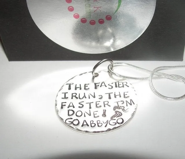 Runners necklace. Gift for runners , marathon gift, Hand stamped jewelry,  personalized jewelry, Custom mommy necklace