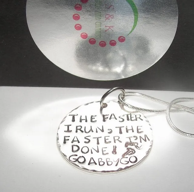 Runners necklace. Gift for runners , marathon gift, Hand stamped jewelry,  personalized jewelry, Custom mommy necklace