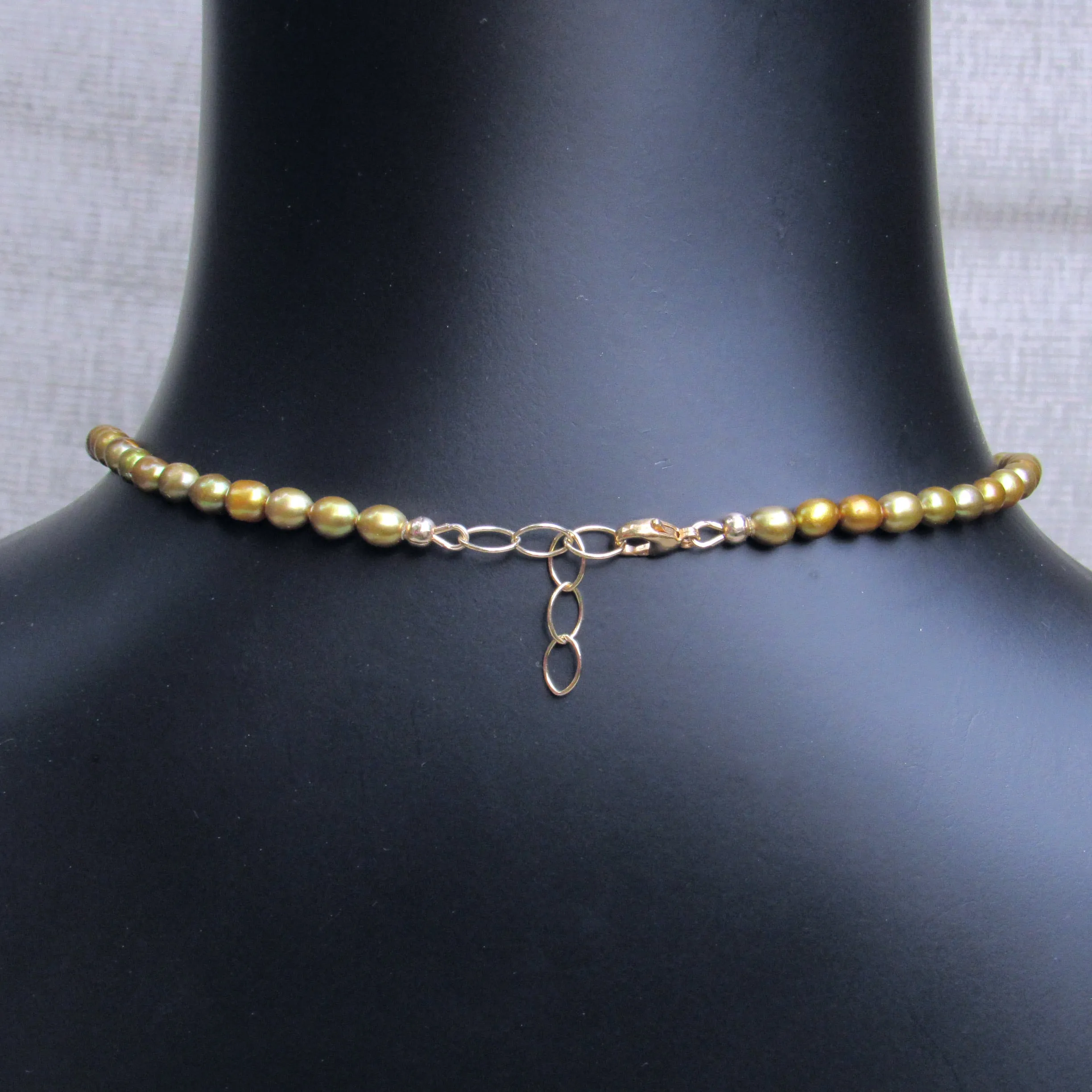 Rutilated Gold, Freshwater Pearls, 14 Kt GF Necklace