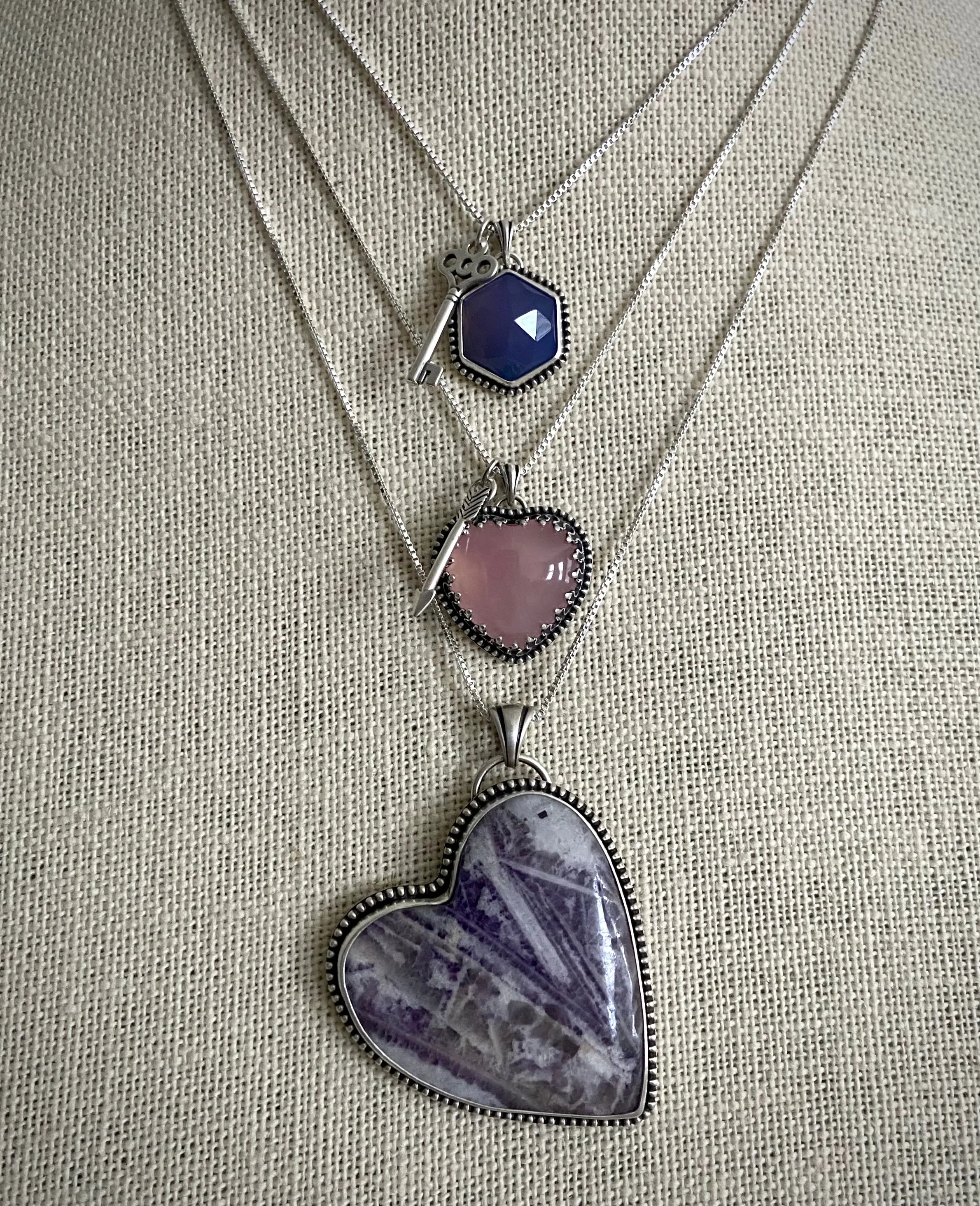 Sagenitic Fluorite Heart Pendant
