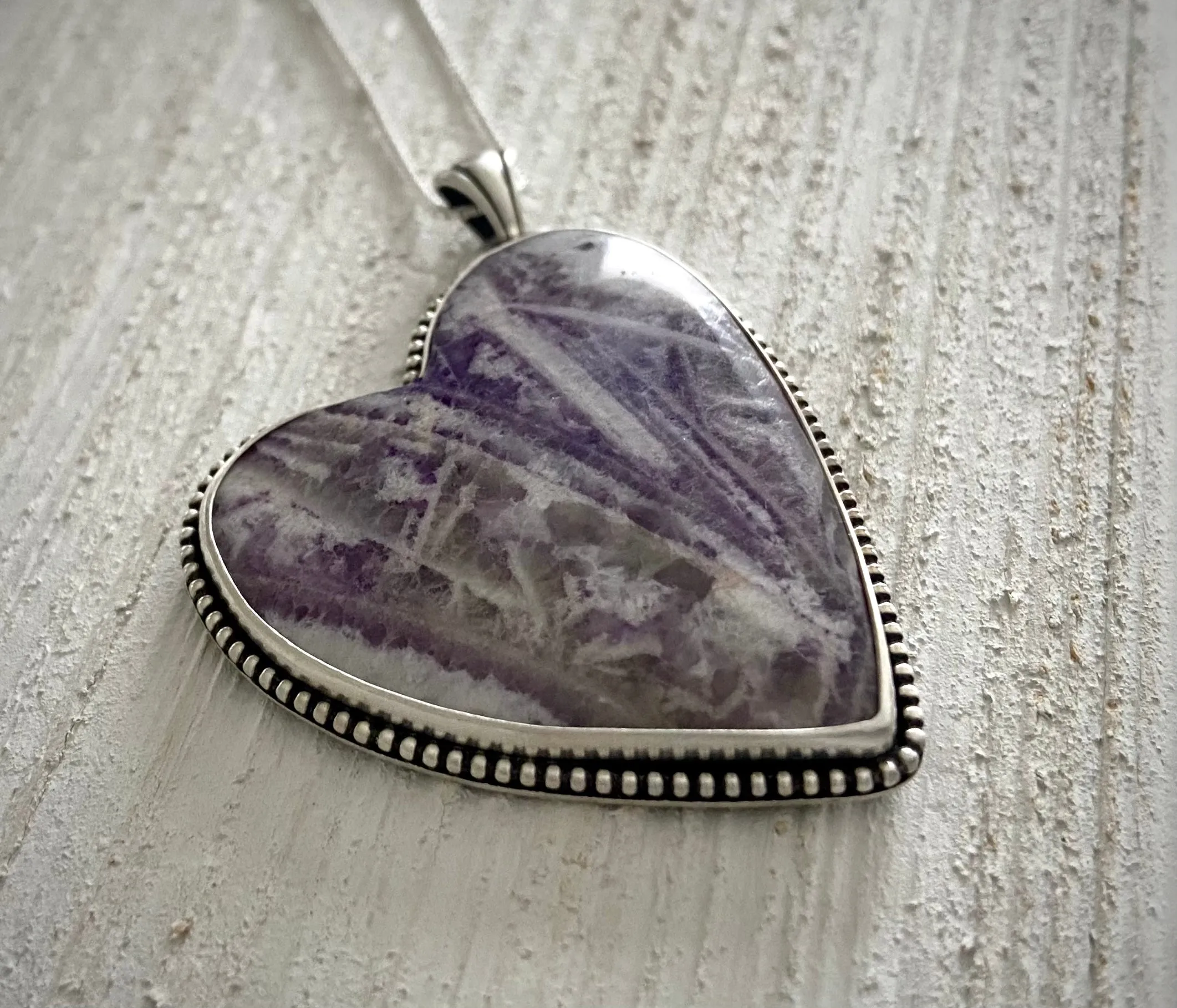 Sagenitic Fluorite Heart Pendant