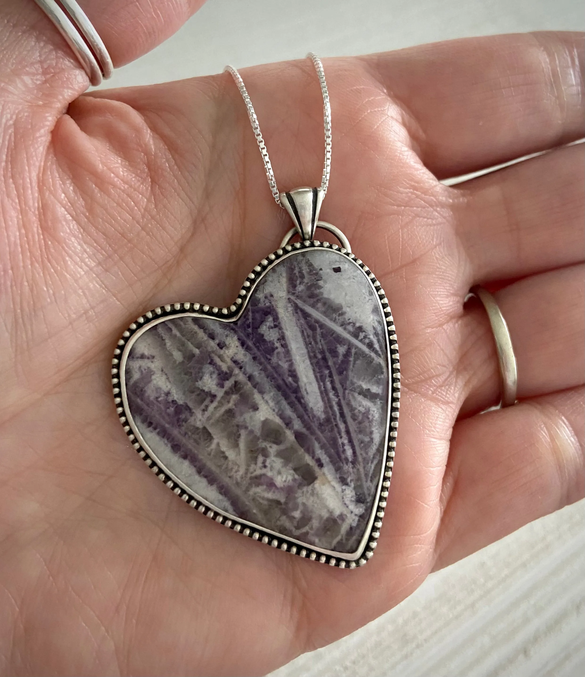 Sagenitic Fluorite Heart Pendant