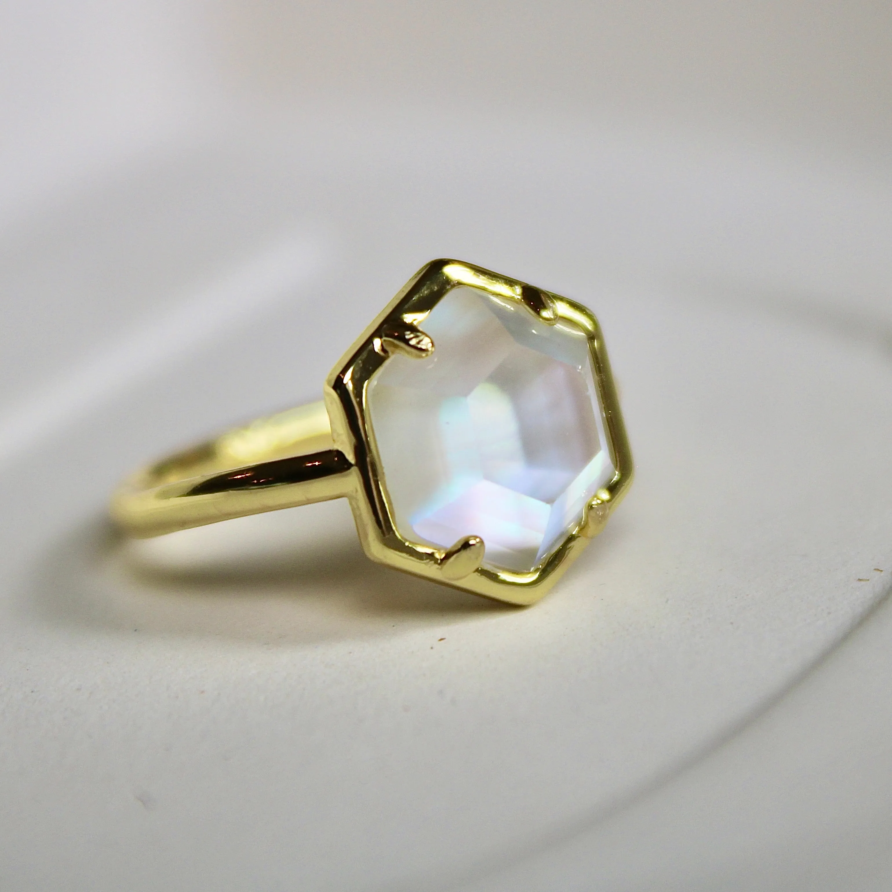 Sashi Mother of Pearl Hexagon Ring