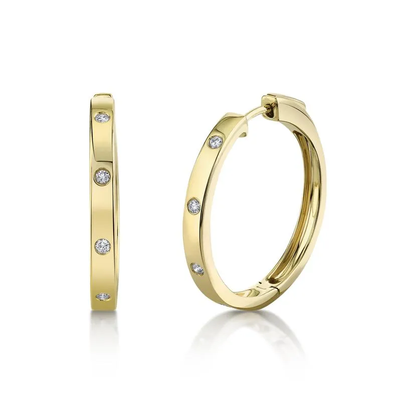 Scattered Diamond Hoop Earrings