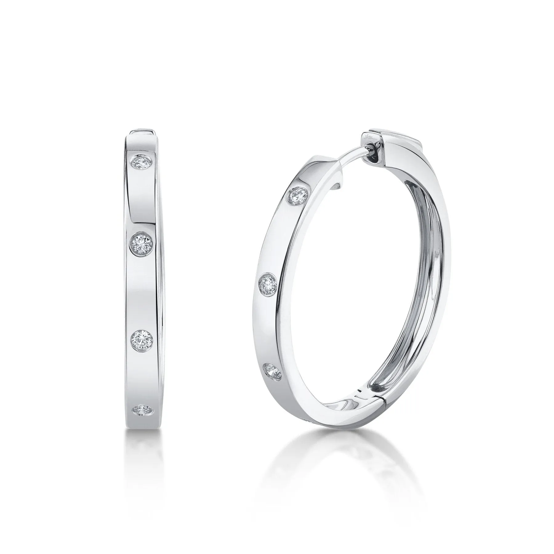 Scattered Diamond Hoop Earrings