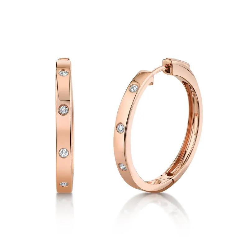Scattered Diamond Hoop Earrings