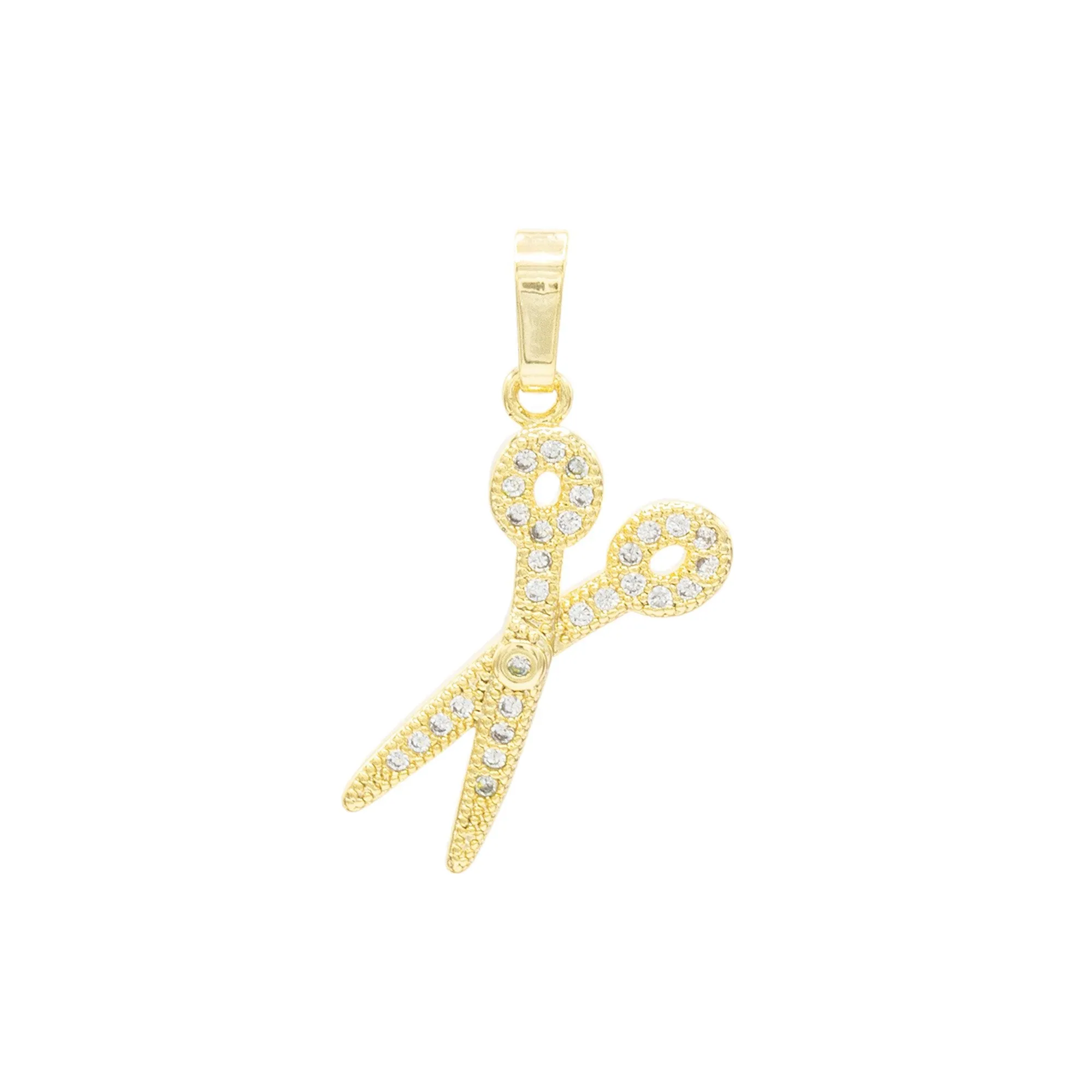 Scissors Pendant 14K Anklet Gold Filled Cubic Zirconia Charm Rope Chain Set 10" Women Jewelry