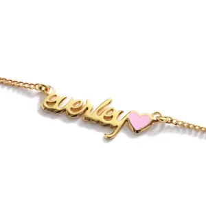 Script Heart Enamel Nameplate