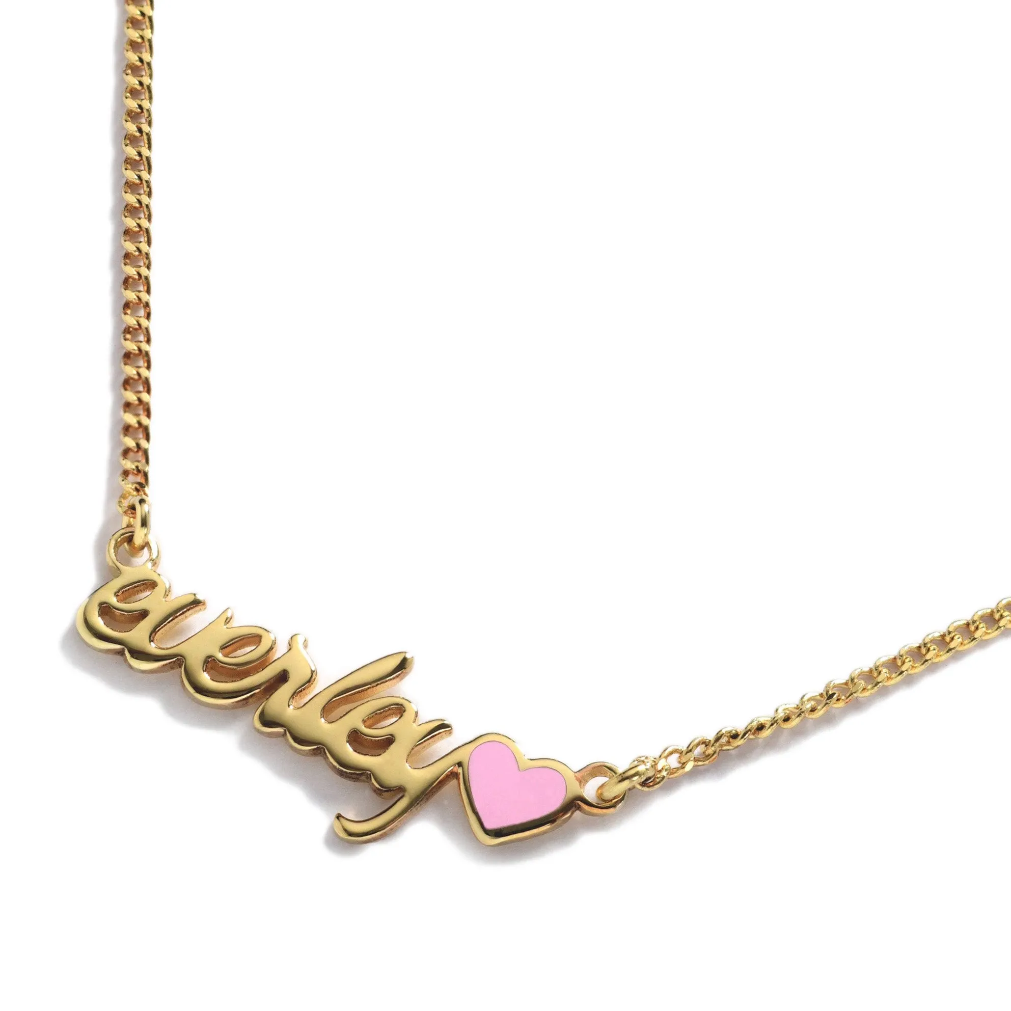 Script Heart Enamel Nameplate