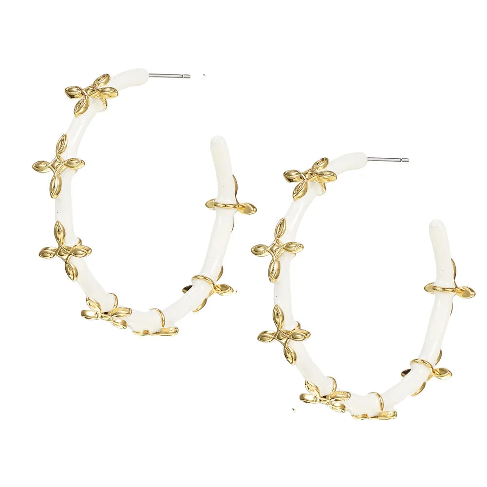 Sea Breeze Cross Hoop Earrings in Enamel