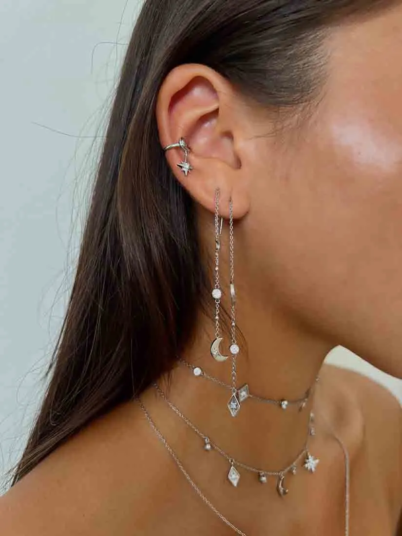 Selene Chain Earrings - Whitegold