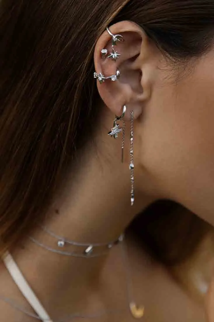 Selene Chain Earrings - Whitegold