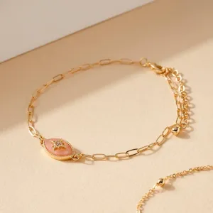 Set of Two Anklets with Stone and Star charm Chain