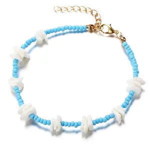 Shell & Howlite 18K Gold-Plated Beaded Station Anklet