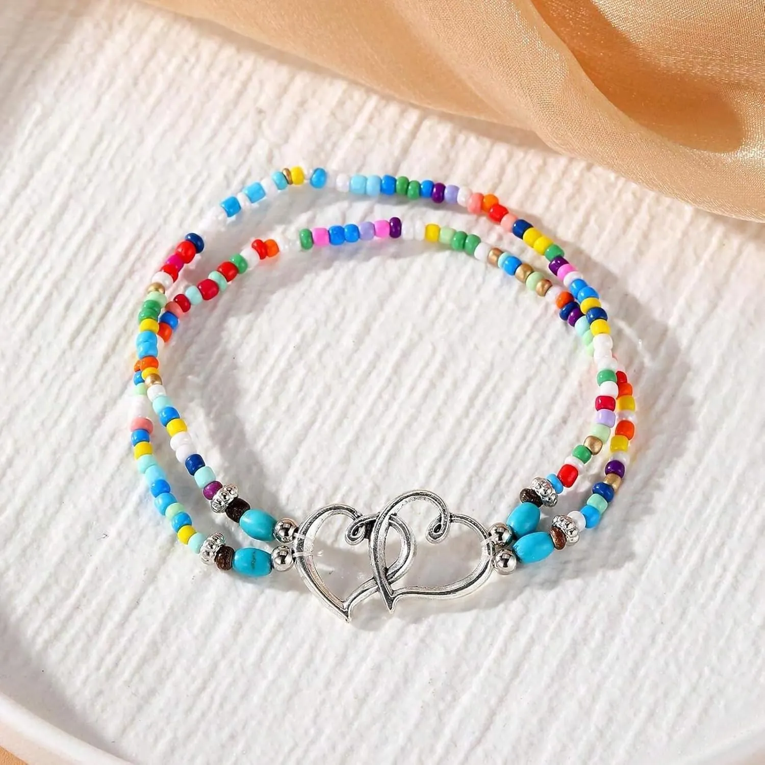 Shell Ankle Bracelet Set for Women, 14K Gold Boho Bead Adjustable Anklet, Hawaiian Beach Seashell Pearl Heart Starfish Conch Foot Jewelry Gifts