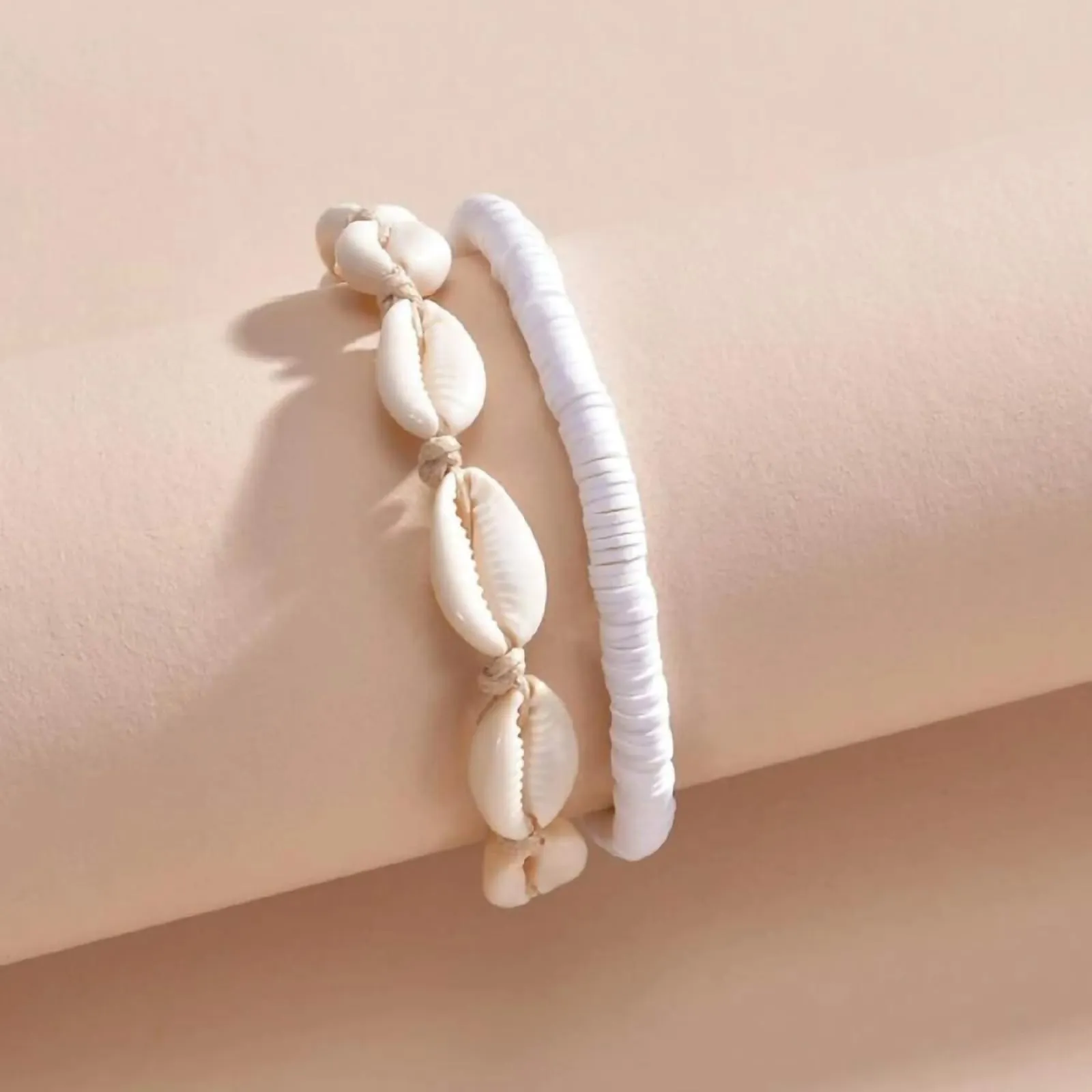 Shell Ankle Bracelet Set for Women, 14K Gold Boho Bead Adjustable Anklet, Hawaiian Beach Seashell Pearl Heart Starfish Conch Foot Jewelry Gifts