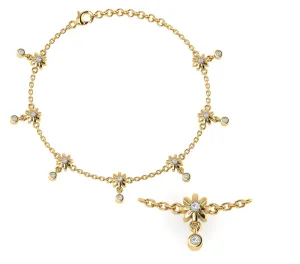 Shimmering Flowers Sterling Silver Anklet