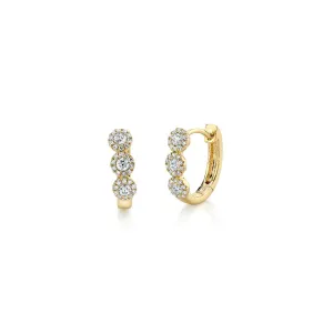 Shy Creation Triple Pave Diamond Circles Huggie Earrings