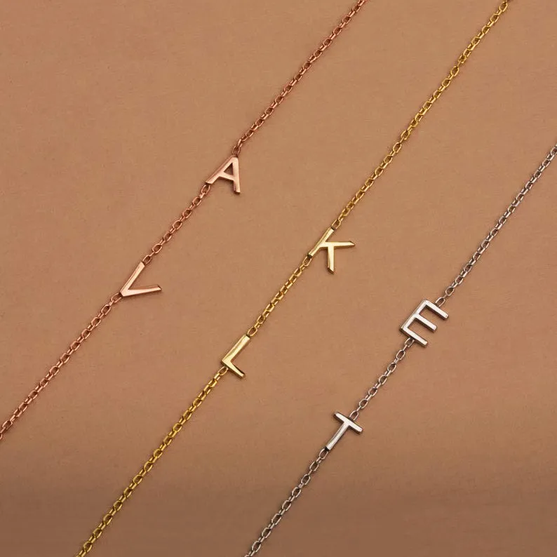 Sidewalk Letters Necklace Custom Initial Jewelry