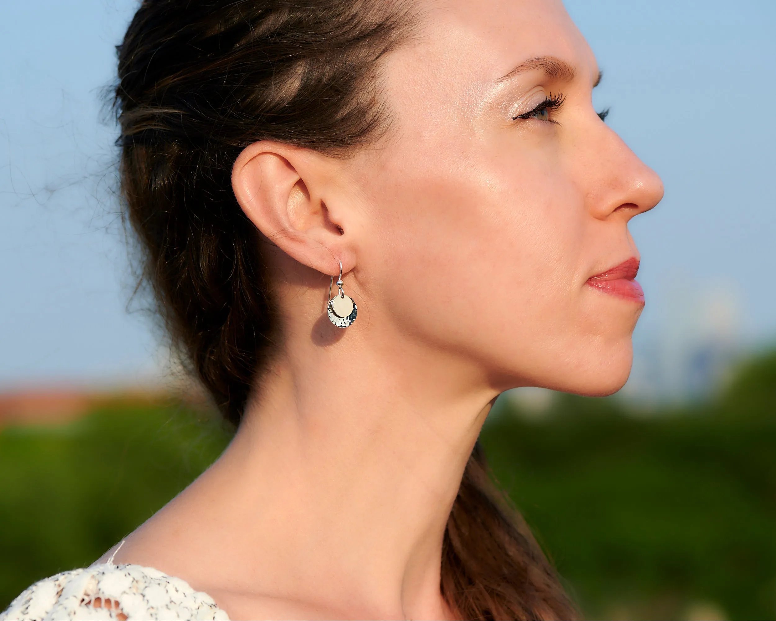 Silver & Gold Disc Earrings