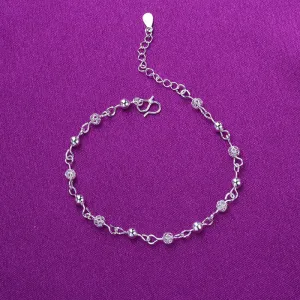 Silver Anklets 925 Fashion Silver Jewelry Hollow Beads Anklet for Women Girls Friend Foot Barefoot Leg Jewelry