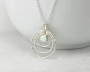 Silver Circles Opal Necklace