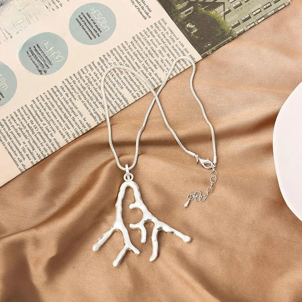 Silver Color Branch Long Chains New in Necklace for Women